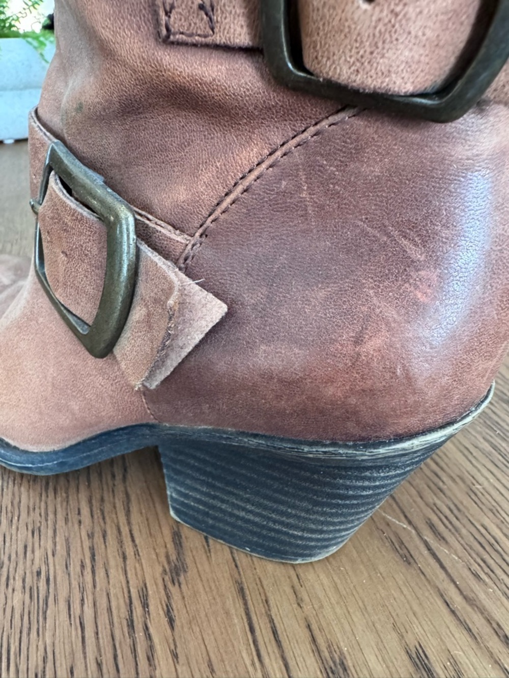 Lucky Brand Cognac Brown Leather Buckle Ankle Boots - Picture 4 of 6
